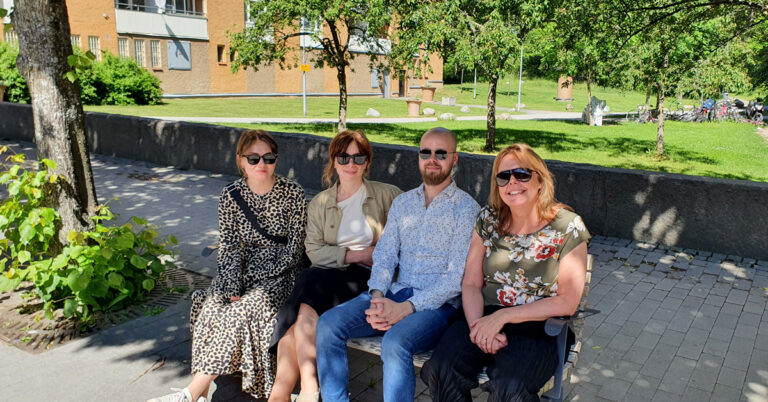 Planeringslunch i Akalla tillsammans med systerföreningen i Hässelby-Vällingby. Anna-Karin Pettersson, projektledare Hässelby-Vällingby Fastighetsägare. Från Fastighetsägare i Järva: Linnea Eklöf, projektledare, Jonathan Gustafsson Berg och Sanna Berg, tf VD.